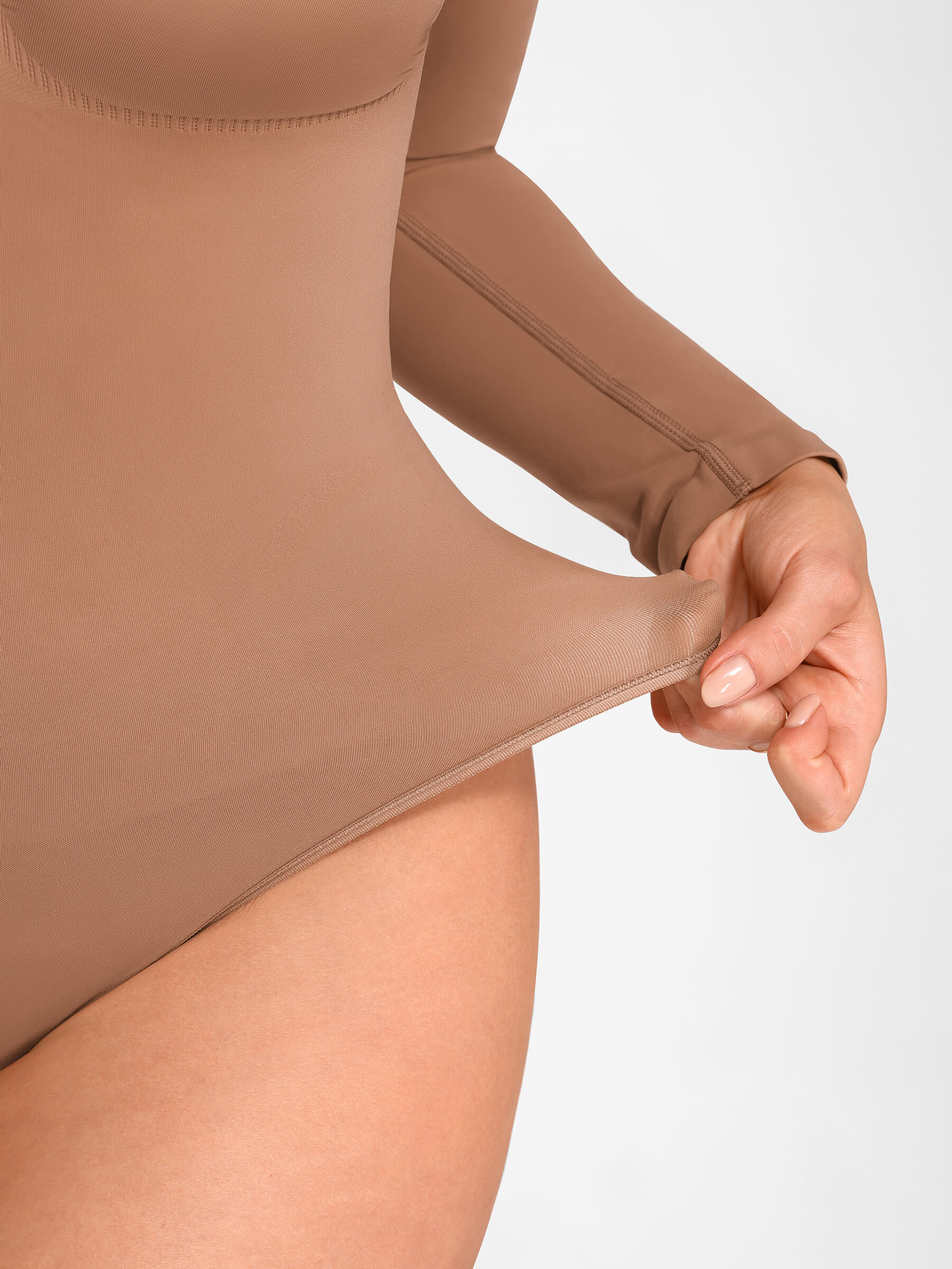 Hej Curve| Sömlös långärmad bröststöd magekontroll tanga bodysuit