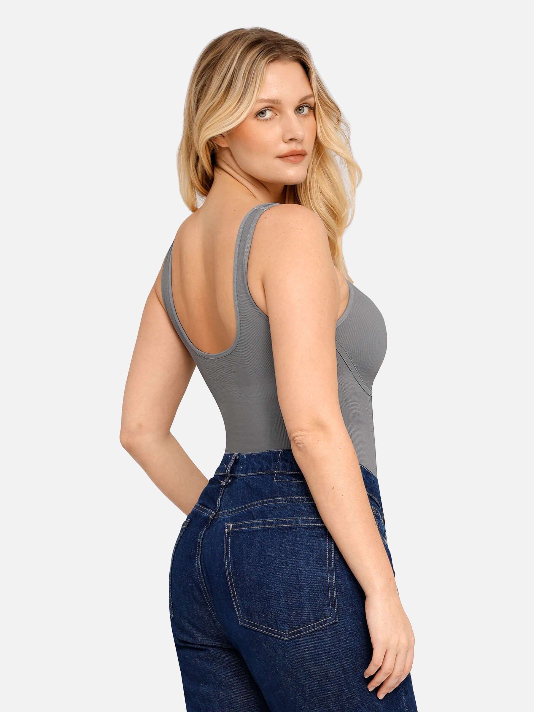 Hej Curve| Tummy Control Slimming V Neck Thong Bodysuits