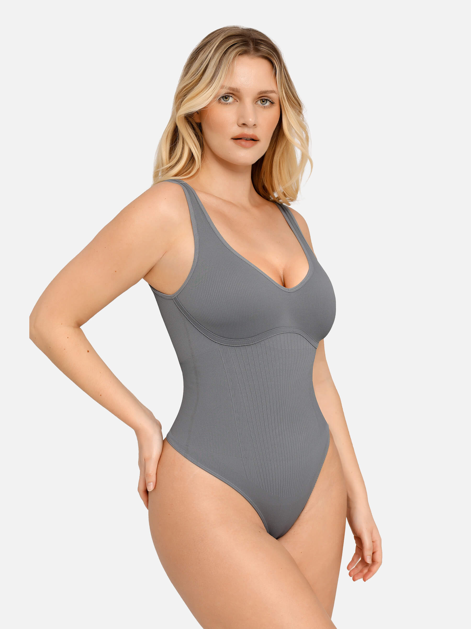 Hej Curve| Tummy Control Slimming V Neck Thong Bodysuits
