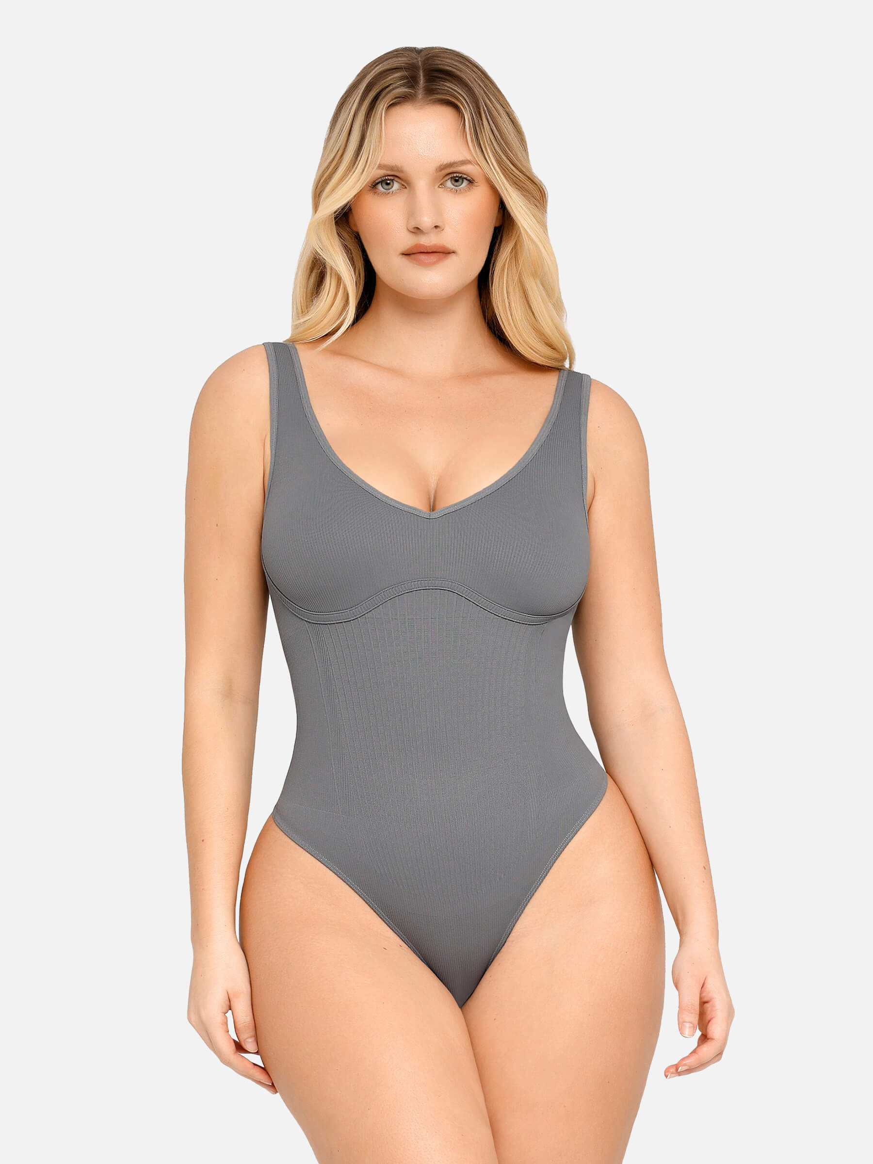 Hej Curve| Tummy Control Slimming V Neck Thong Bodysuits