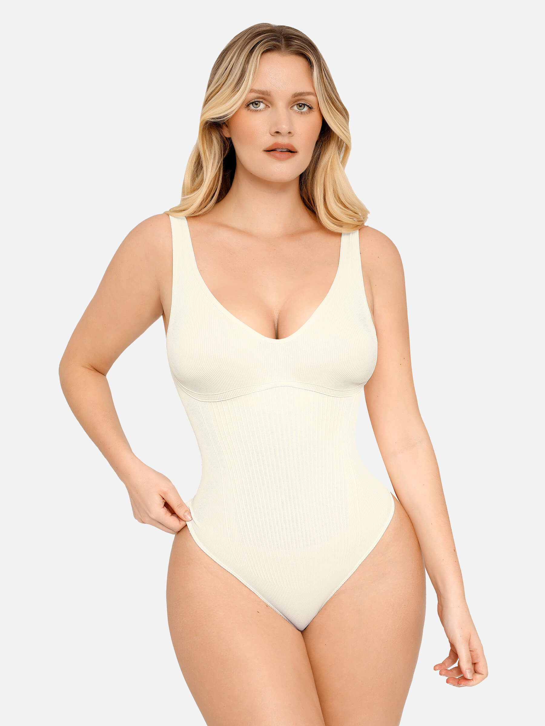 Hej Curve| Tummy Control Slimming V Neck Thong Bodysuits