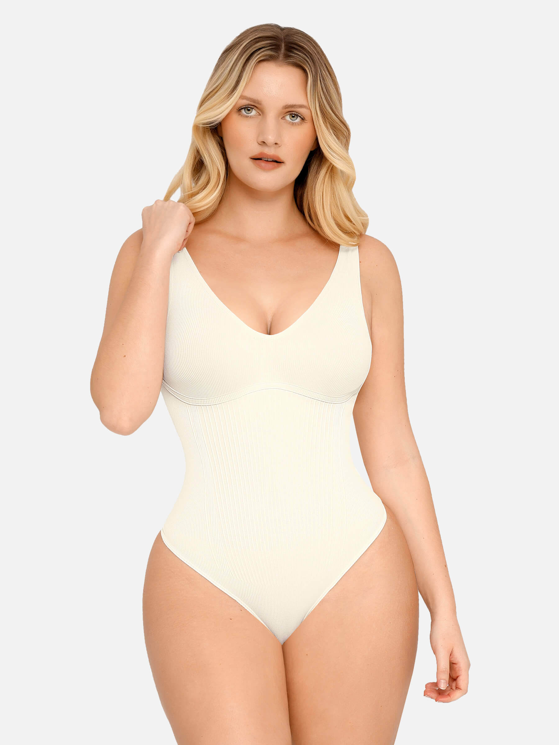 Hej Curve| Tummy Control Slimming V Neck Thong Bodysuits