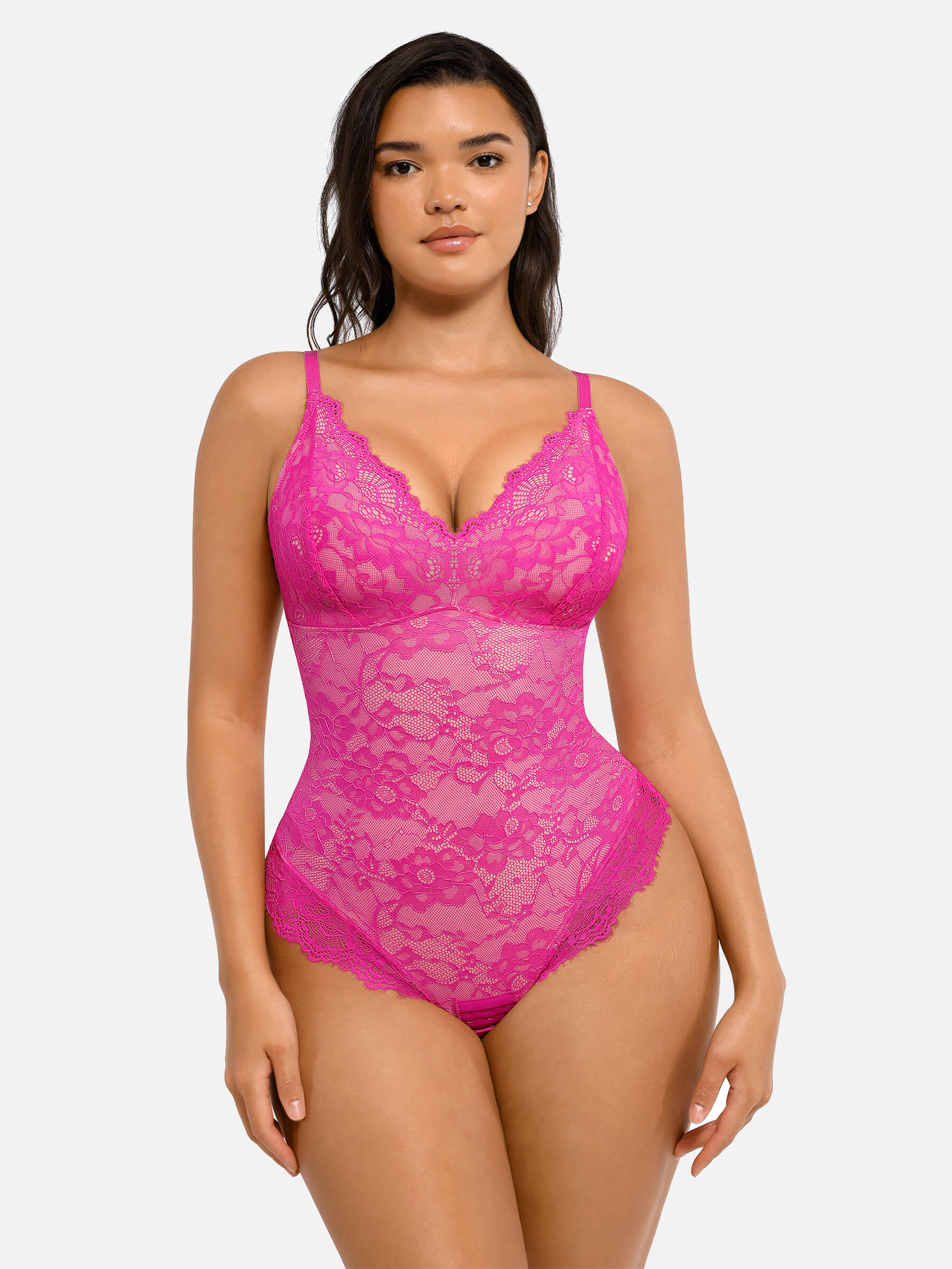 Hej Curve| Spets V-ringad helkroppsdress