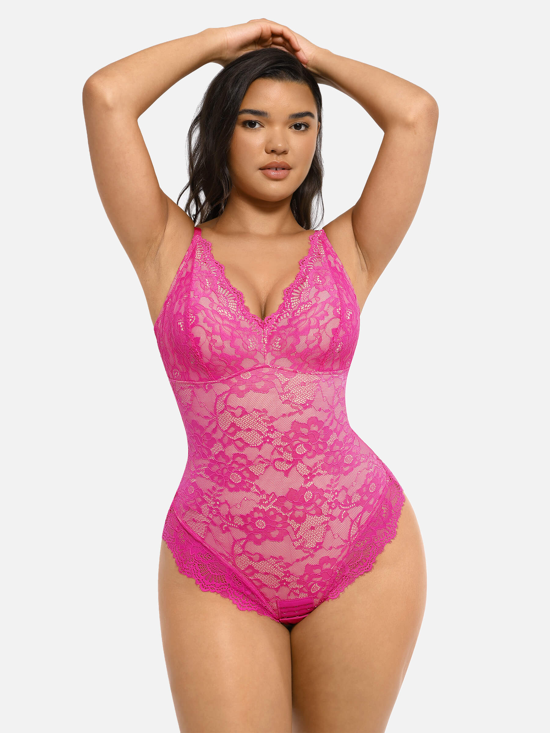 Hej Curve| Spets V-ringad helkroppsdress