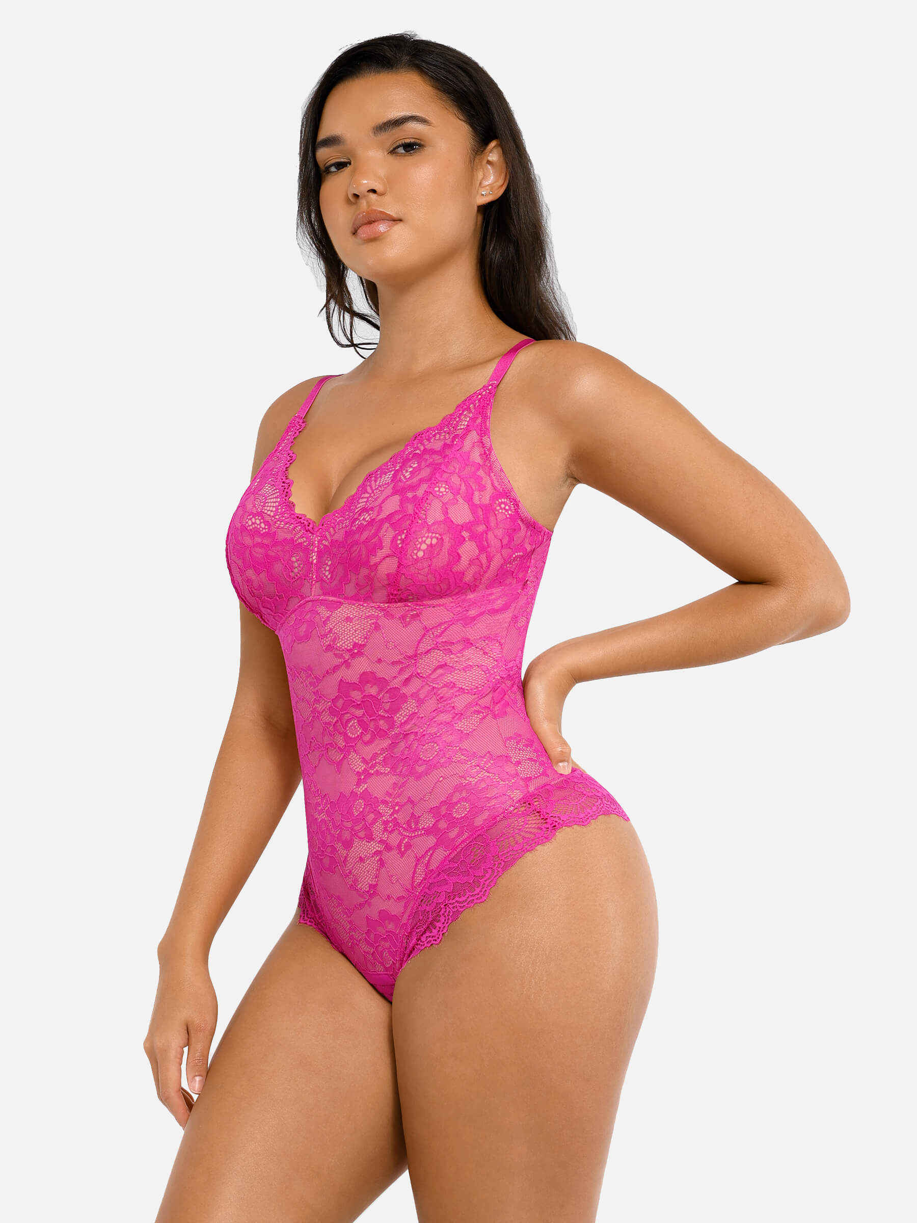 Hej Curve| Spets V-ringad helkroppsdress