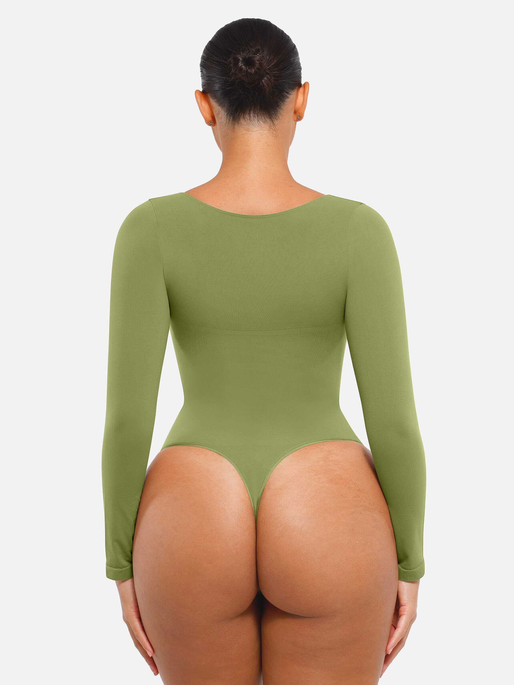 Hej Curve| Sömlös långärmad magekontroll tanga bodysuit