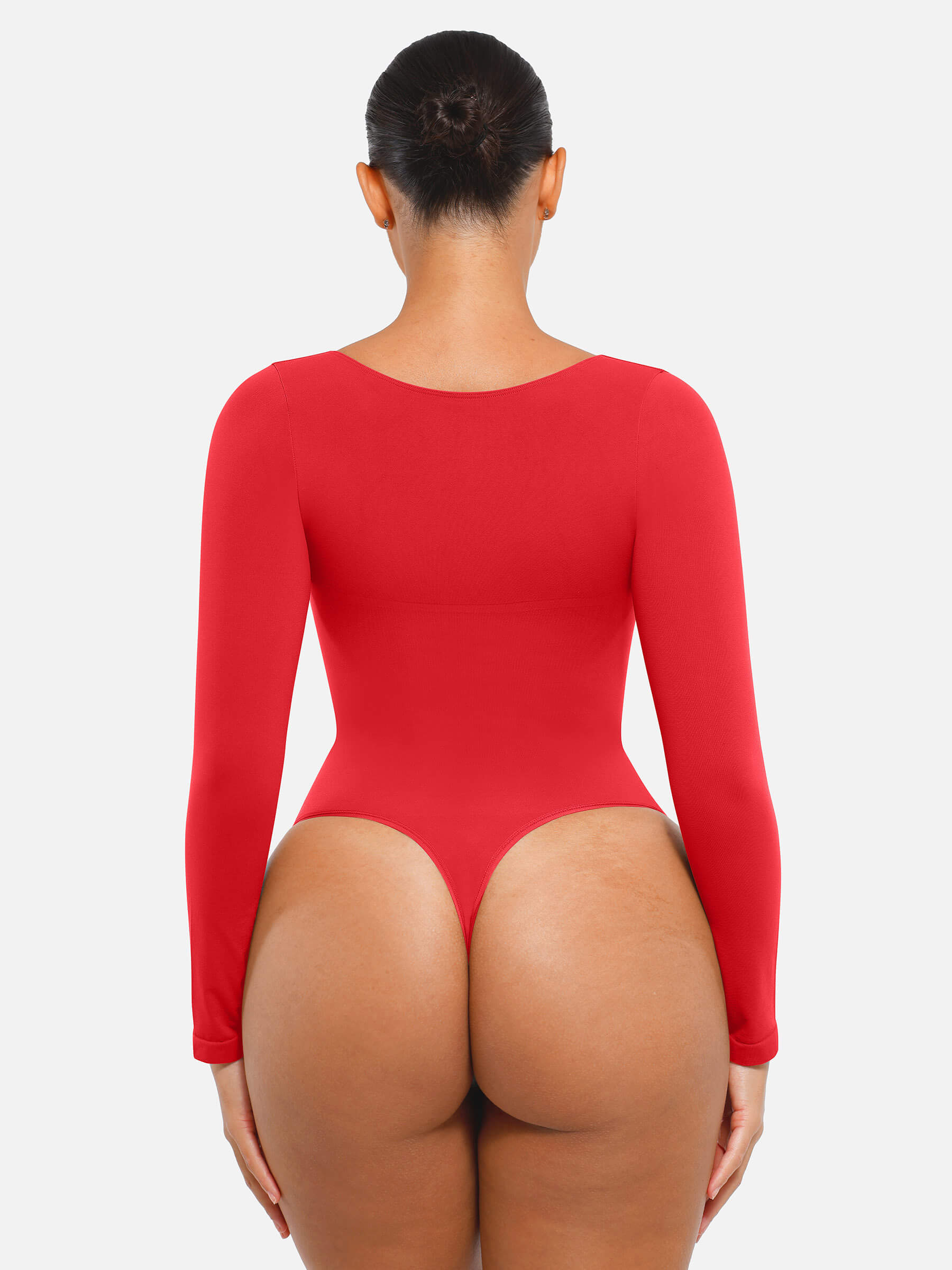 Hej Curve| Sömlös långärmad magekontroll tanga bodysuit