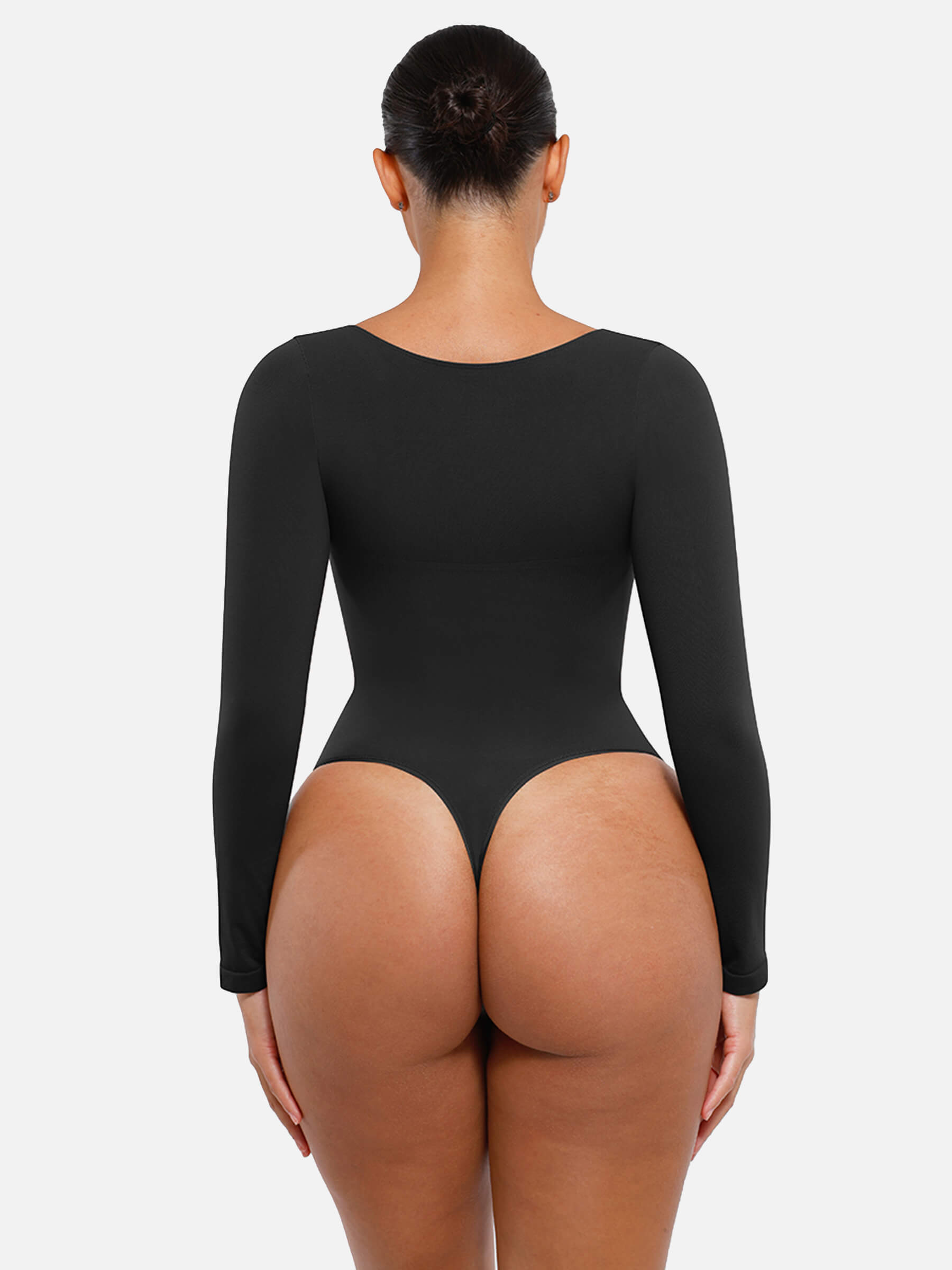 Hej Curve| Sömlös långärmad magekontroll tanga bodysuit