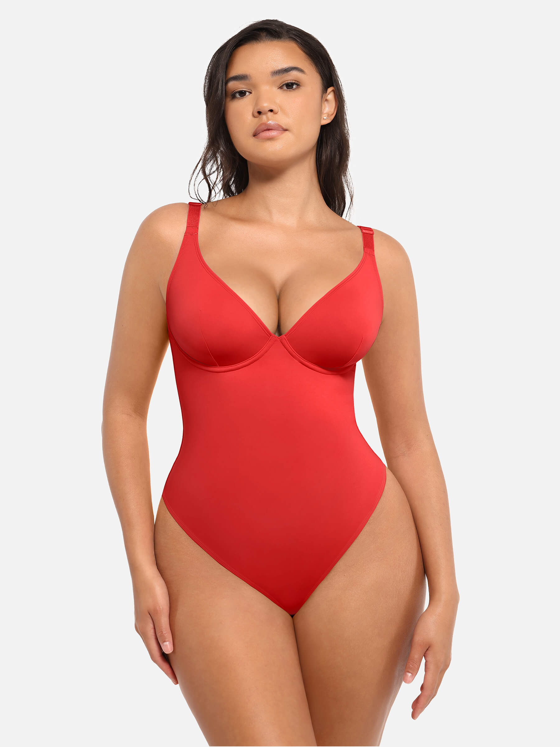 Hej Curve| Djup V-ringad magkontroll shapewear bodysuit