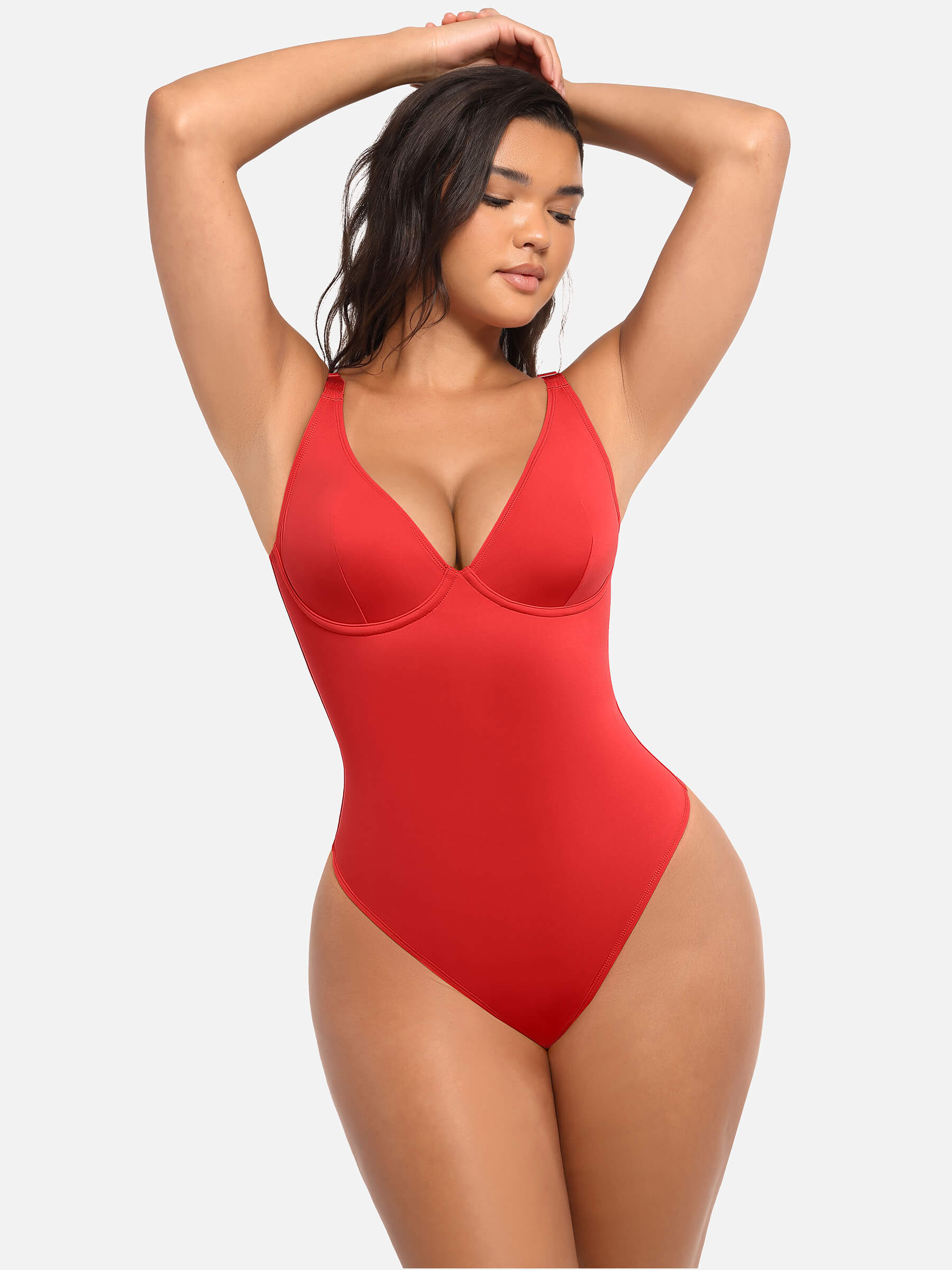 Hej Curve| Djup V-ringad magkontroll shapewear bodysuit