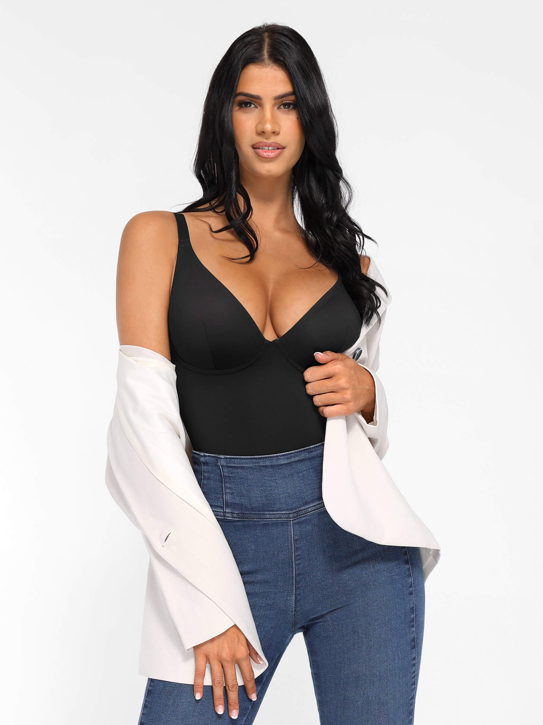 HeyCurve| Deep V Neck Tummy Control Shapewear Bodysuit