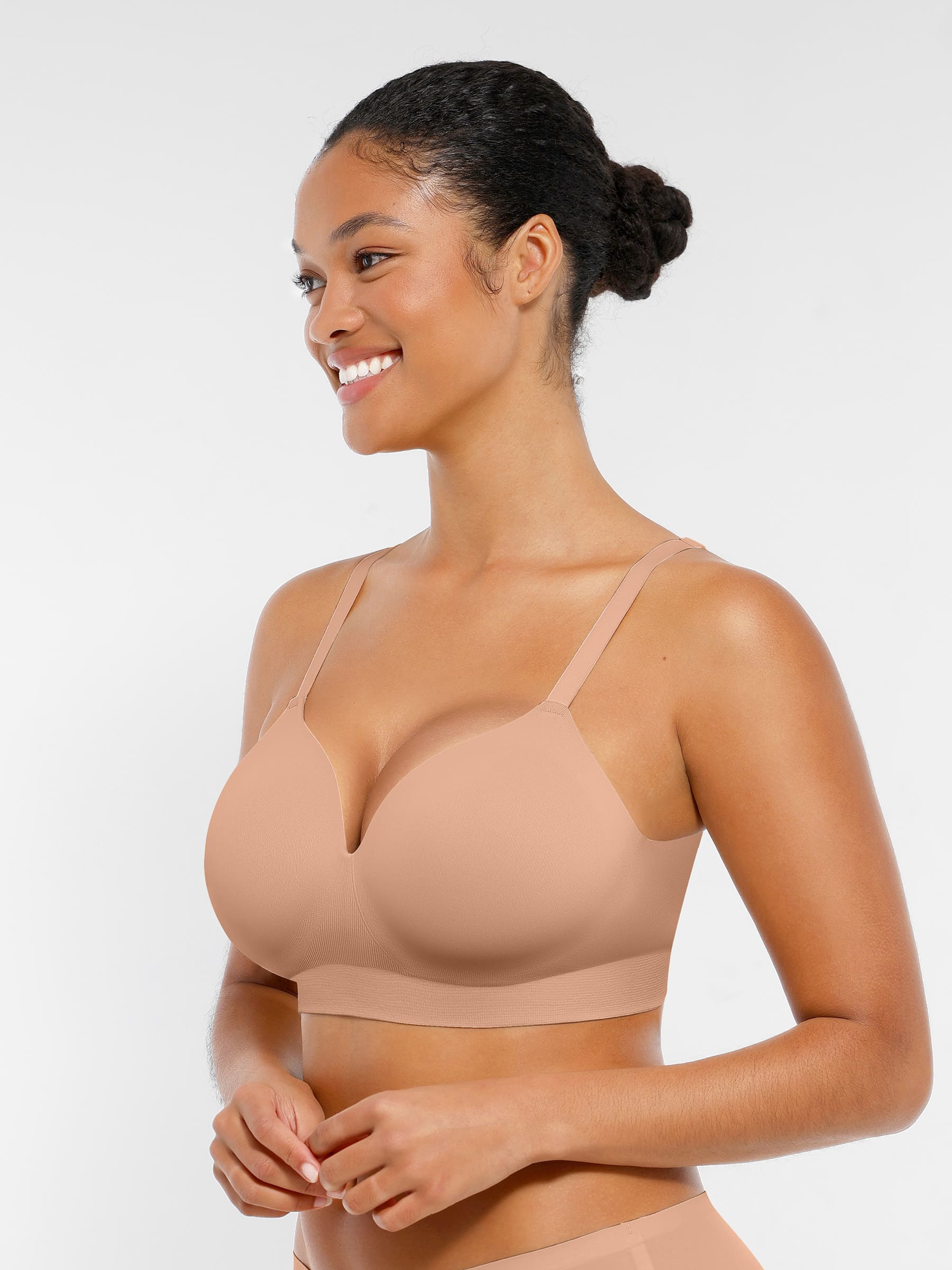 Hej Curve| Trådlös Sömlös Push-Up V-ringad Bh