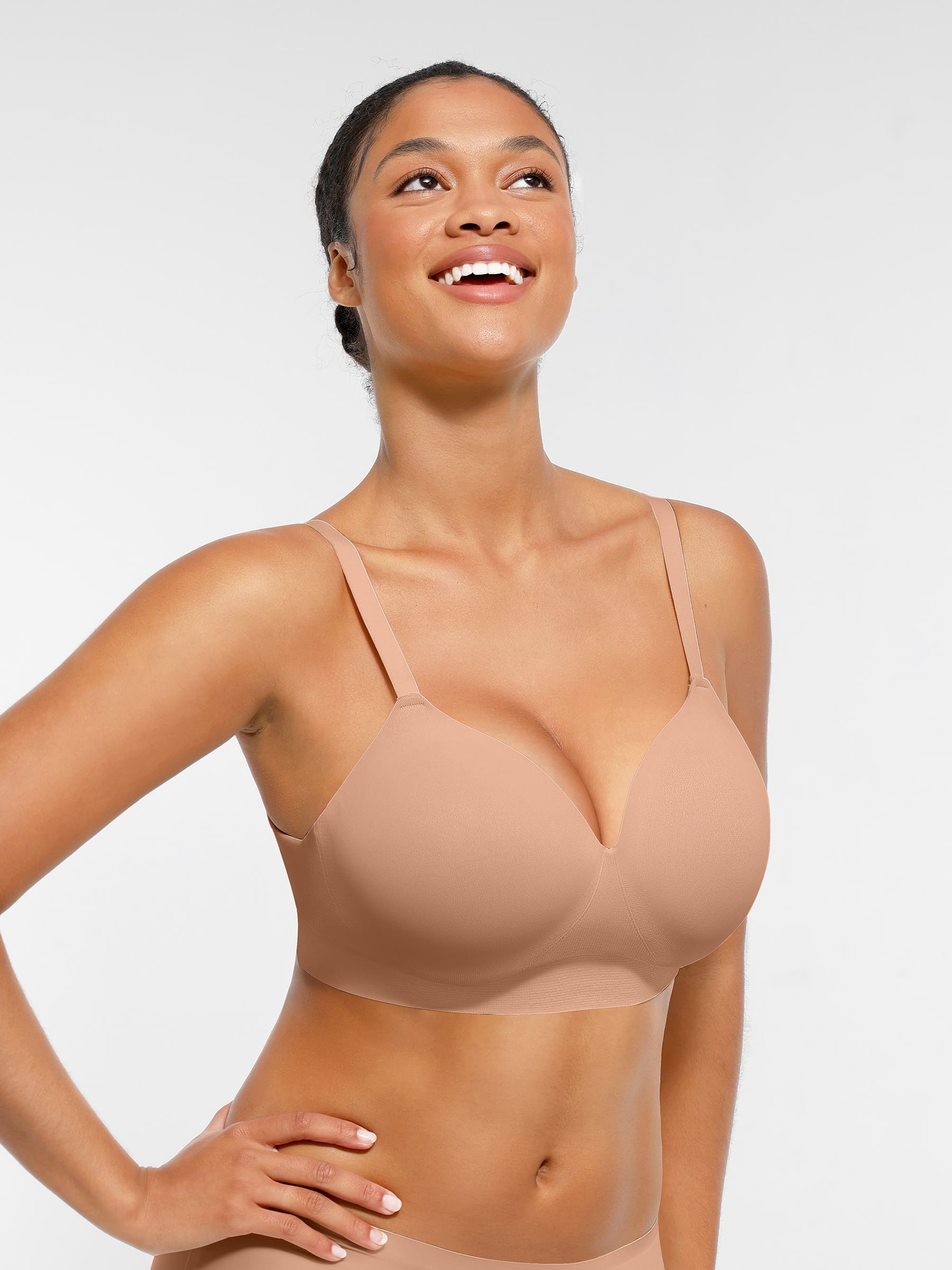 Hej Curve| Trådlös Sömlös Push-Up V-ringad Bh