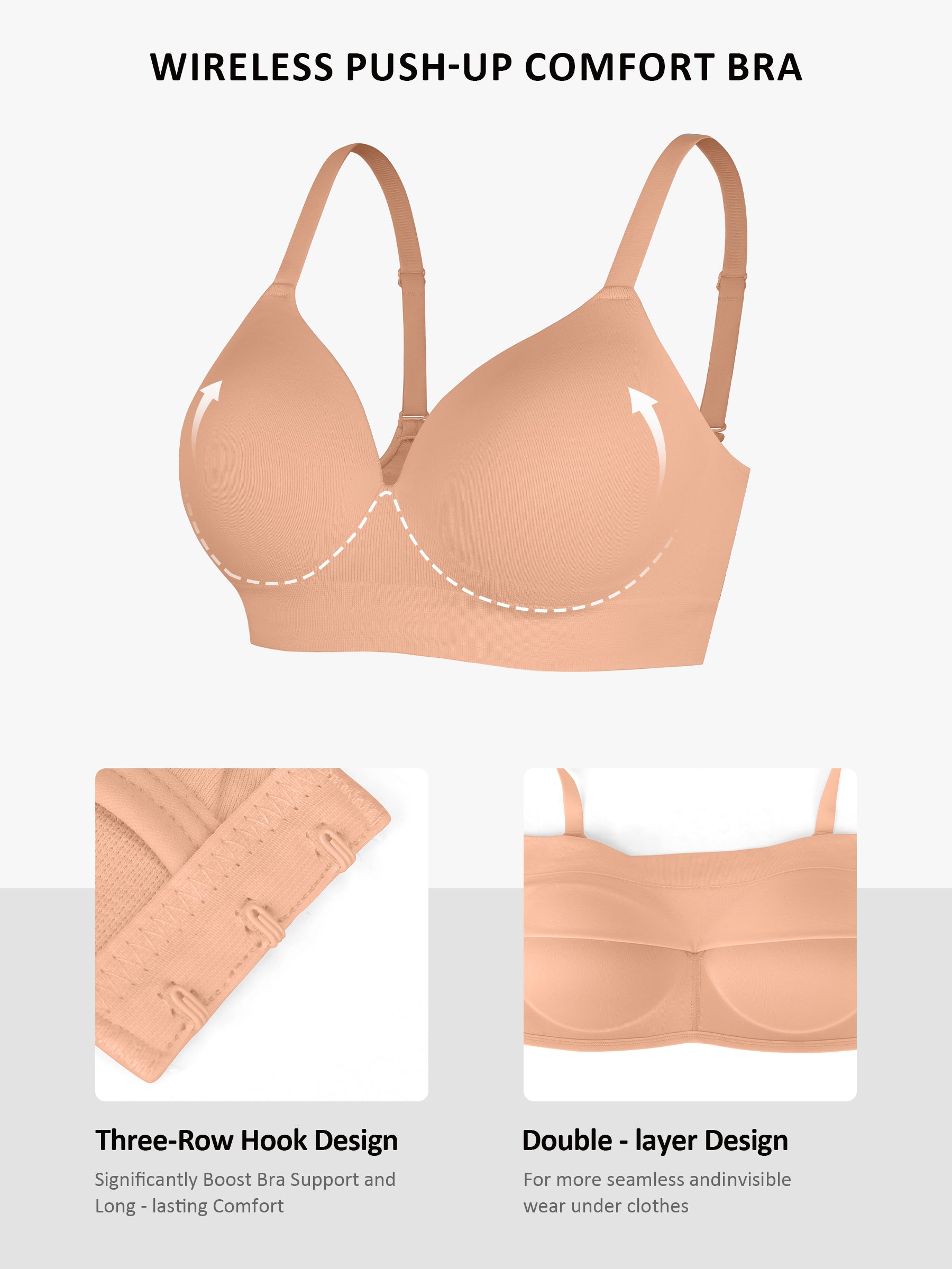 HeyCurve| Wireless Push-Up Seamless Comfort Full Coverage Bra