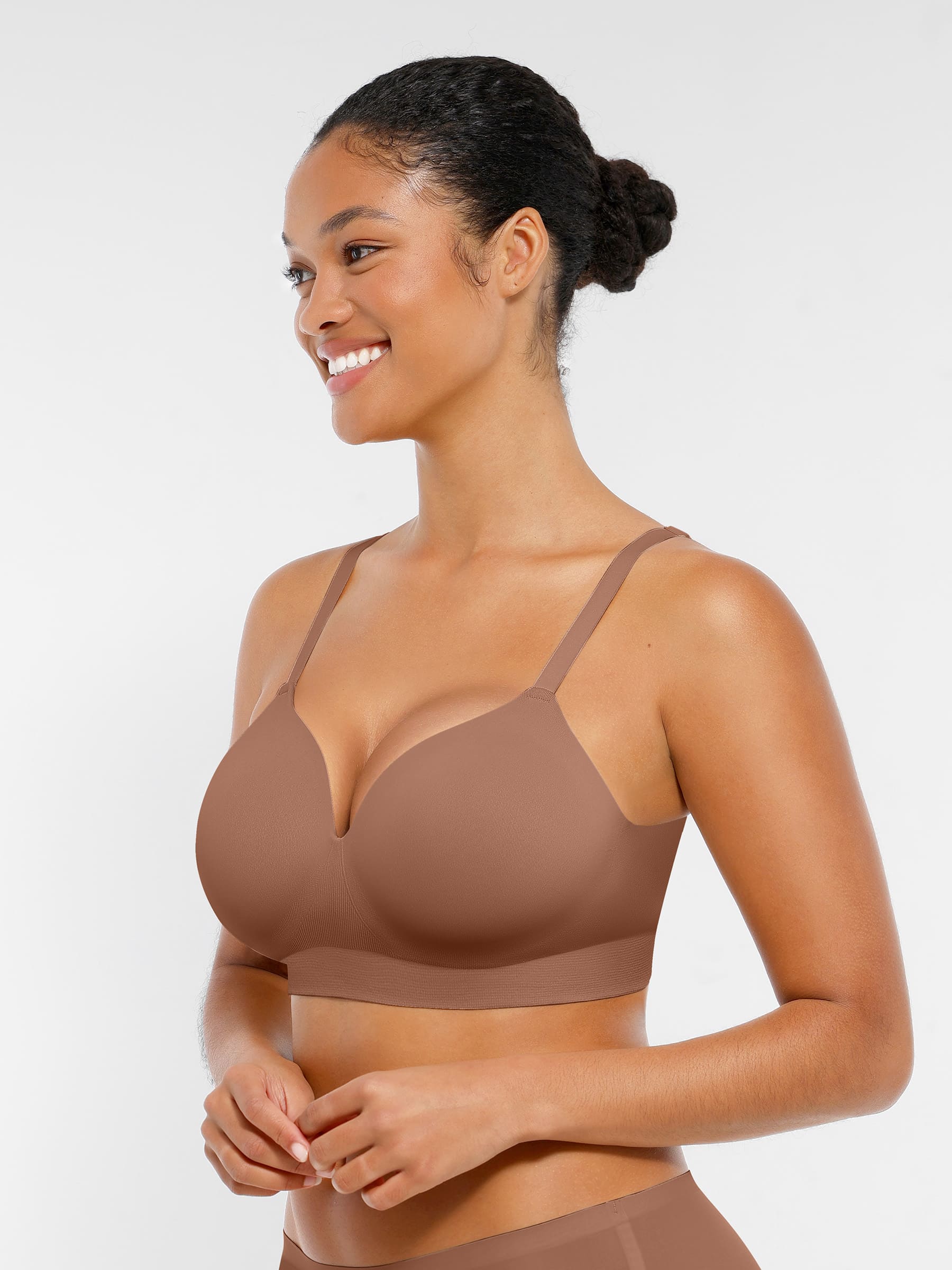 Hej Curve| Trådlös Sömlös Push-Up V-ringad Bh